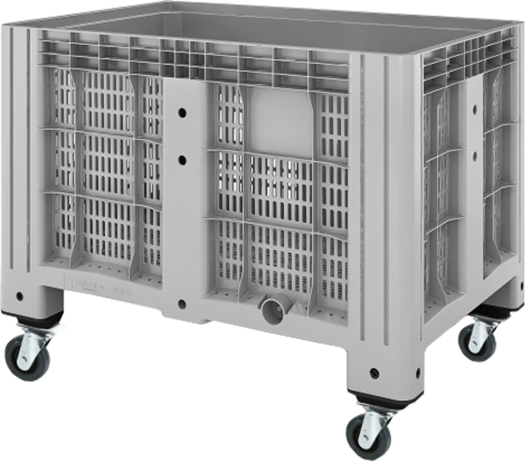 Контейнер 1200х800х913 мм перфорированный серый на колёсах купить в Саратове