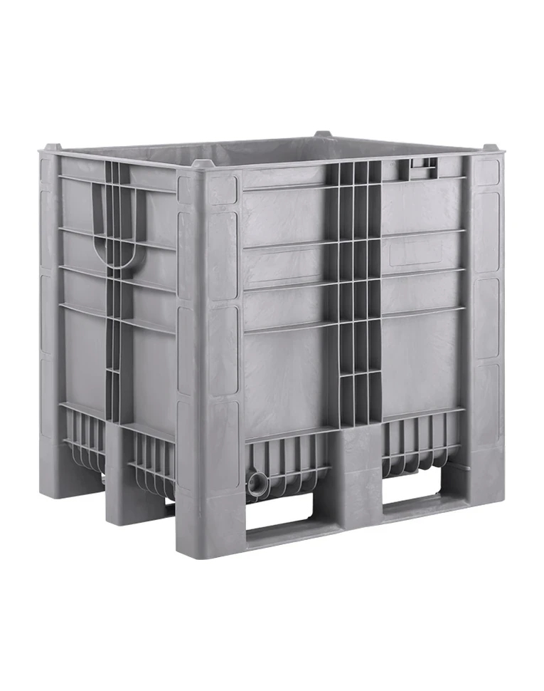 BoxPallet 1200х1000х1140 сплошной, на 3-х полозьях серый BoxPallet 1200х1000х1140 сплошной, на 3-х полозьях серый