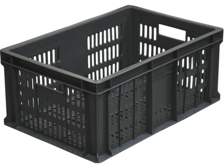 Ящик 600х400х250 с перфорацией чёрный купить в Саратове