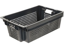 Ящик 600х400х200 1,5кг. дно сплошное, стенки перфорированные чёрный