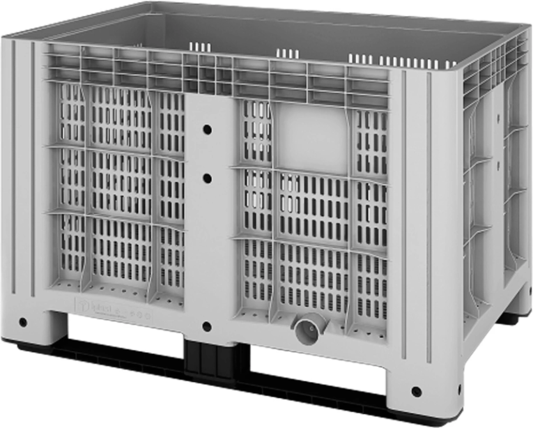 Контейнер 1200х800х800 мм перфорированный серый на полозьях купить в Саратове