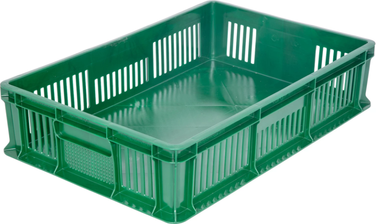 Ящик 600х400х140 мм дно сплош.стенки перф.без ручек зеленый купить в Саратове
