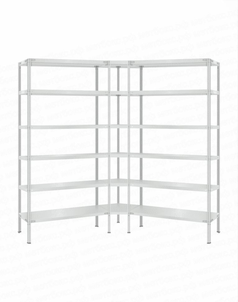 Стеллаж угловой 2000х1500х1500 (6 ярусов глубиной 300мм) купить в Саратове