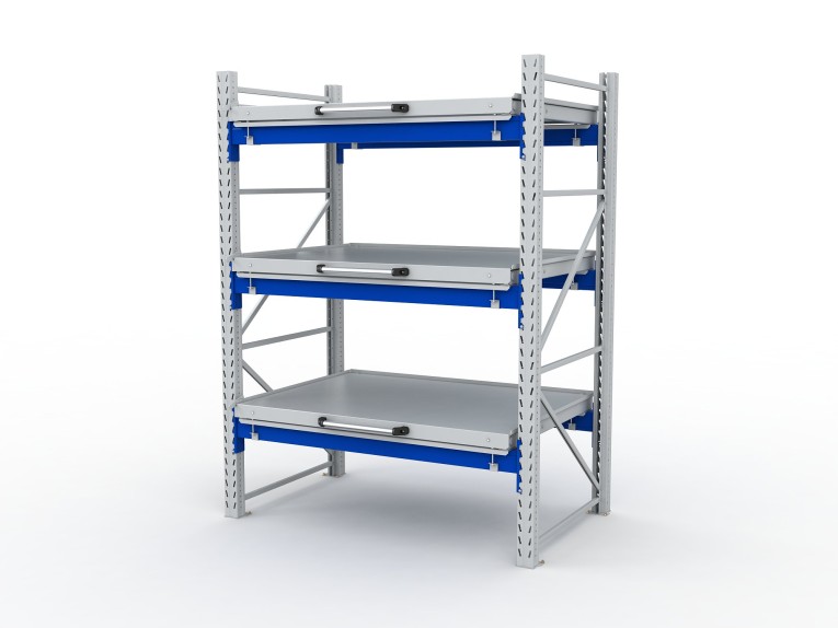 Стеллаж с выкатными платформами S-HEAVY 1000/1300 (3 яруса хранения) купить в Саратове