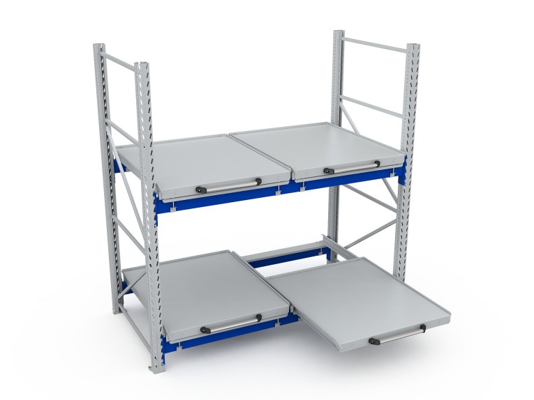 Стеллаж с выкатными платформами S-HEAVY 500 (2 яруса хранения) купить в Саратове