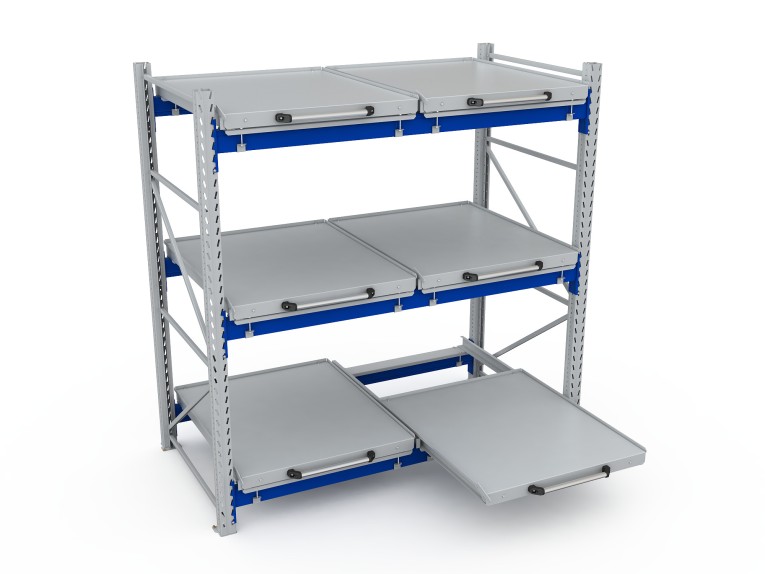 Стеллаж с выкатными платформами S-HEAVY 500 (3 яруса хранения) купить в Саратове
