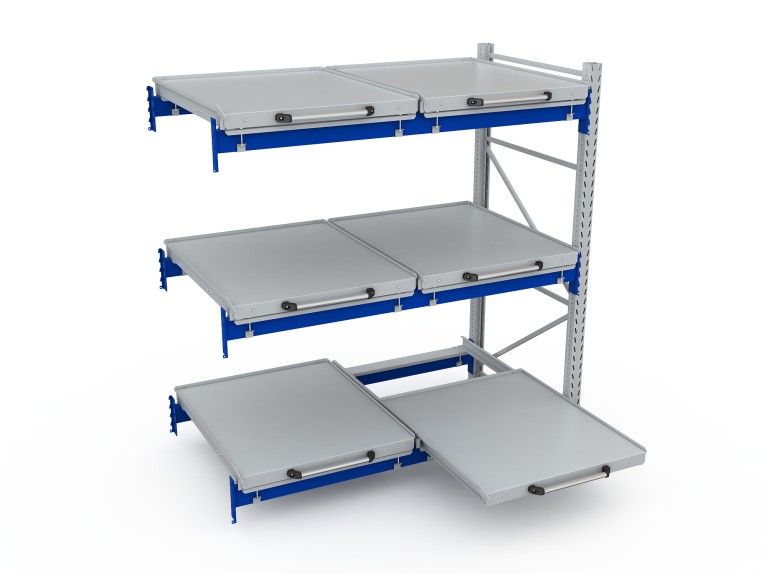 Стеллаж с выкатными платформами S-HEAVY 500 (3 яруса хранения) купить в Саратове