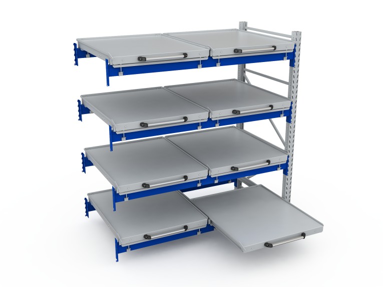 Стеллаж с выкатными платформами S-HEAVY 500 (4 яруса хранения) купить в Саратове